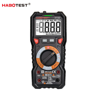 Habotest LCDの表示のマルティメーターのデジタル バックライトAC DCの電流計の電圧計のオームHz T-RMS電池のテスター6000の計算HT118C